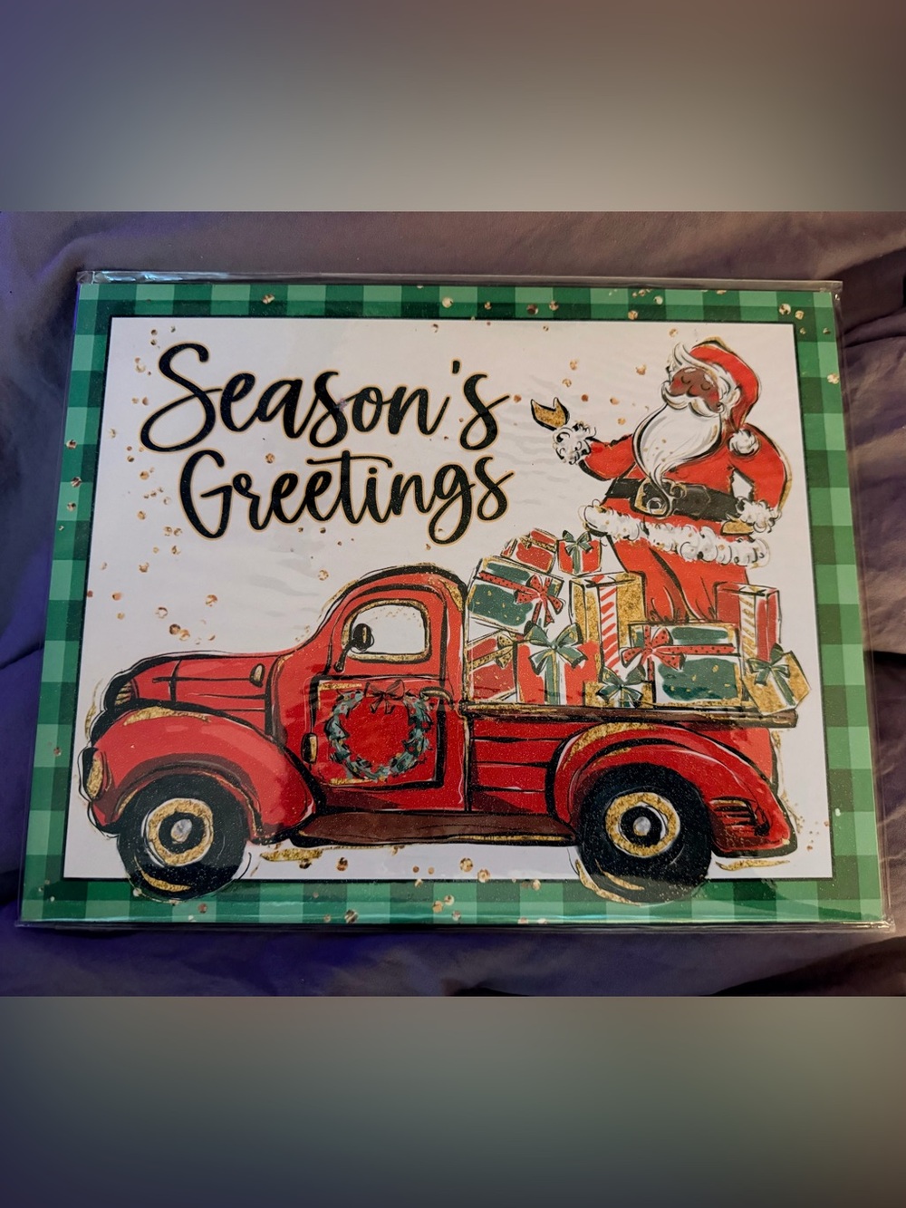 Season's Greetings Red Vintage Truck Holiday Sign